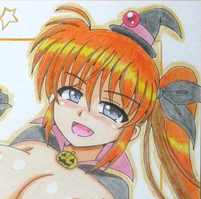 10月の色紙、ハロウィンエロ衣装なのはさん、完成しました～😆😊
大変えっちなので全体像はpixivで!
https://t.co/ZeyQutIXem 