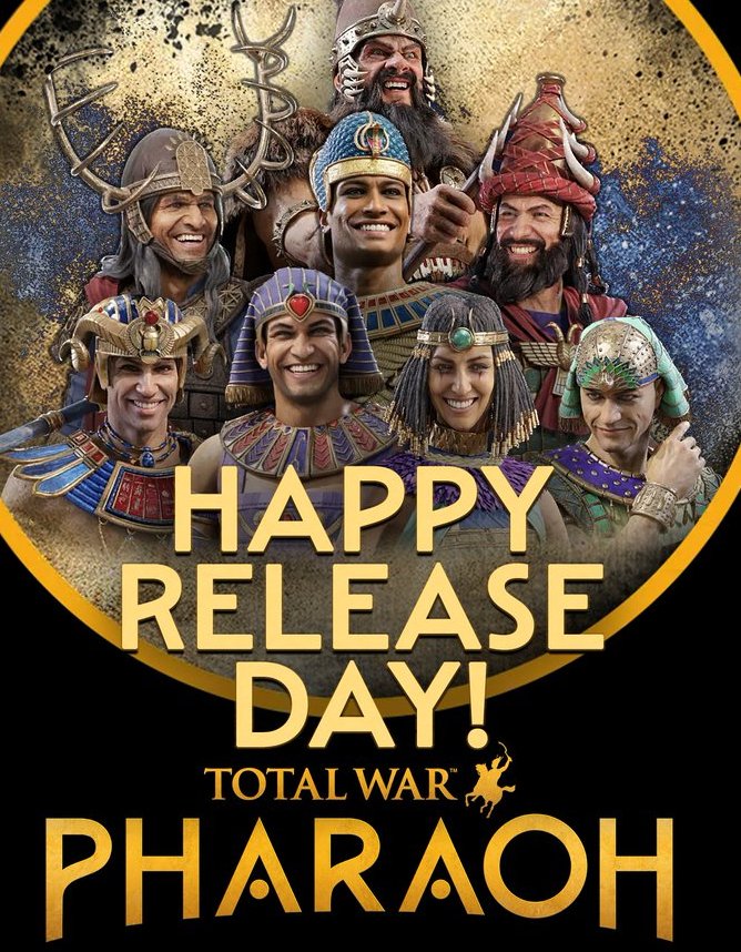 TotalWar_Spain's tweet photo. Foto de celebración hecha por uno de los miembros del equipo de desarrollo para el día de lanzamiento de Total War Pharaoh ❤️ ¡Disfrútalo! @SEGA @totalwar https://t.co/eWjFcM2CfT