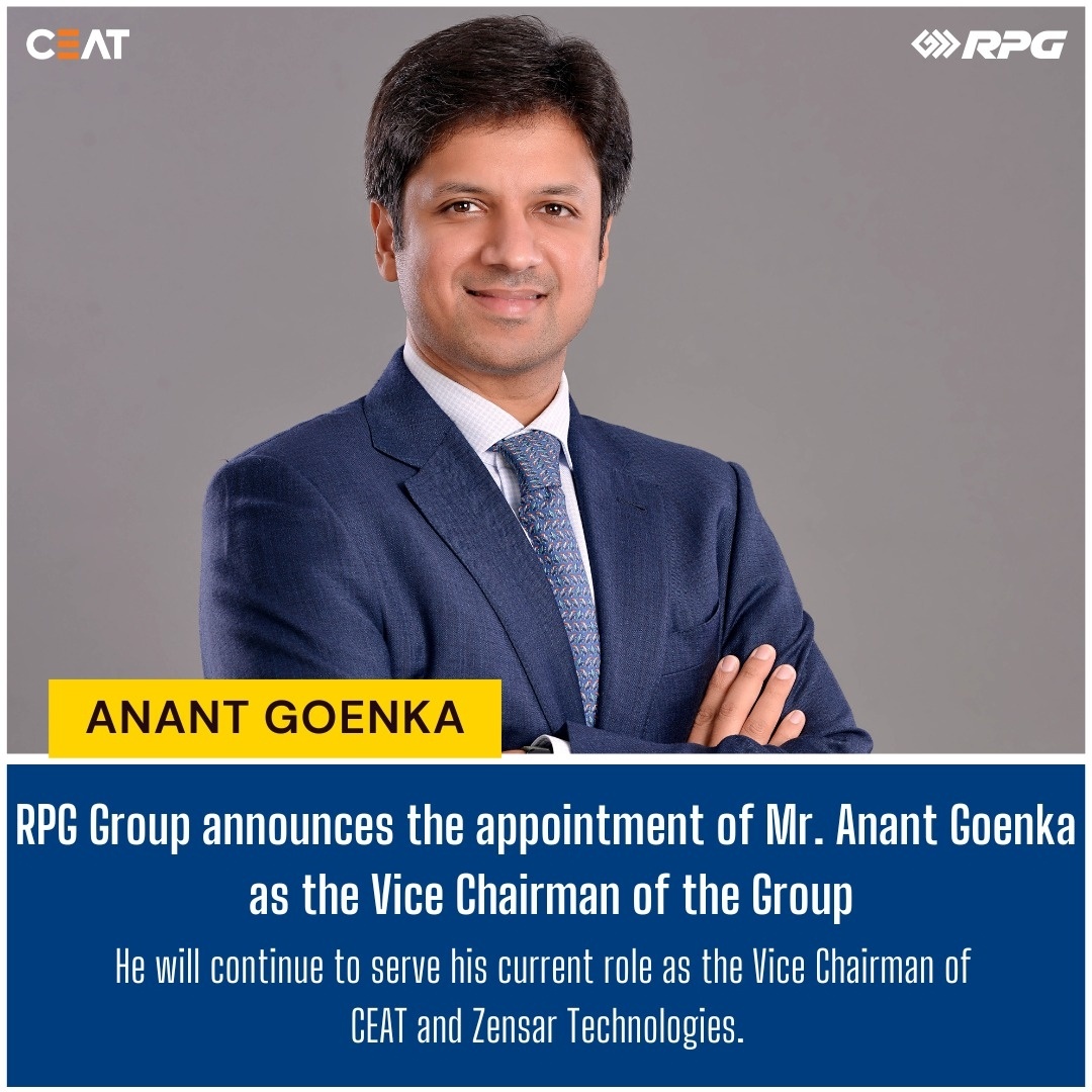 CEATtyres's tweet photo. Anant Goenka takes the helm as Vice Chairman, RPG, steering the Group towards boundless growth and innovation. A promising era of visionary leadership begins.
#CEATChairman #CEAT #RPGChairman #RPGGroups #ThisIsRPG https://t.co/DW71KinsOs