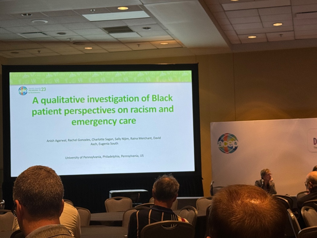 Honored to see our work highlighted in the best of research discussion at #ACEP23 Diving deep to explore and address racism in emergency care using qualitative methods @Eugenia_South @RainaMerchant @PennLDI @TheEMFoundation @kevinbmahoney