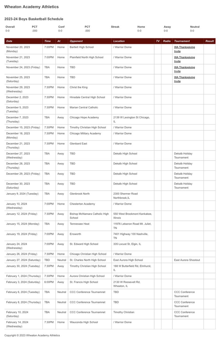 Season Schedule 23-24!!!