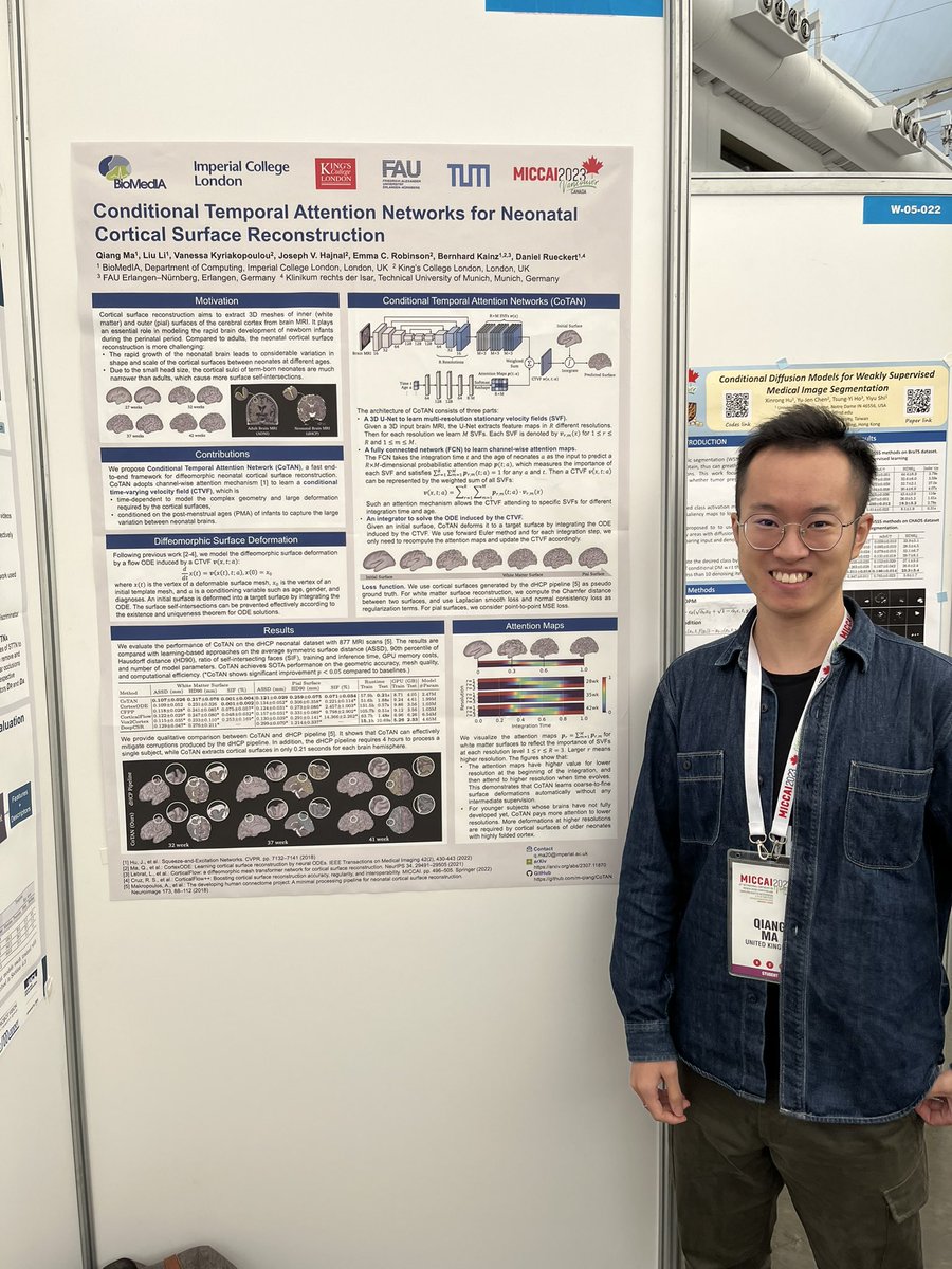 Bernhard Kainz (@bernhardkainz1) on Twitter photo CoTAN for rapid, high-accuracy neonatal brain cortical surface reconstruction using MRI. With conditional attention mechanisms, <a href="/QiangMa_/">Qiang Ma</a> efficiently predicts surface deformations, achieving minimal errors. 🧠👶 <a href="/aibe_fau/">Department AIBE (FAU Erlangen-Nürnberg)</a> <a href="/BioMedIAICL/">BioMedIA Imperial</a> <a href="/BorderlessSci/">Borderless research group</a> #MICCAI2023 W-05-023 CoTAN for rapid, high-accuracy neonatal brain cortical surface reconstruction using MRI. With conditional attention mechanisms, <a href="/QiangMa_/">Qiang Ma</a> efficiently predicts surface deformations, achieving minimal errors. 🧠👶 <a href="/aibe_fau/">Department AIBE (FAU Erlangen-Nürnberg)</a> <a href="/BioMedIAICL/">BioMedIA Imperial</a> <a href="/BorderlessSci/">Borderless research group</a> #MICCAI2023 W-05-023