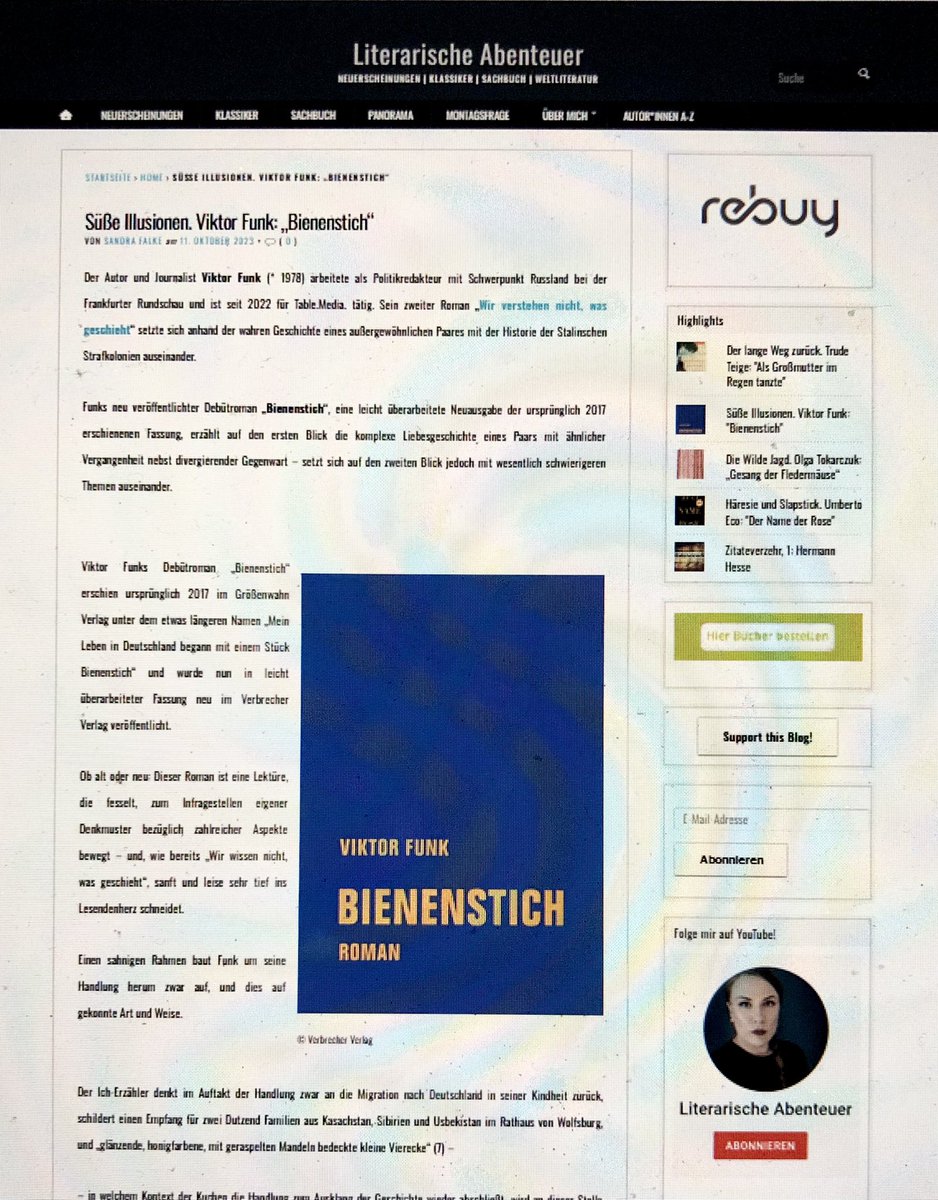 verbrecherei's tweet photo. „Erzählerische Glanzleistung“
Literarische Abenteuer über den Roman „Bienenstich“ von @Viktor_Funk.
Zur Rezension: https://t.co/iC80Xx929s
Zum Buch: https://t.co/yueXIpmqsj
#verbrecherei #verbrecherverlag #bienenstich #viktorfunk https://t.co/D6u9sf92MP