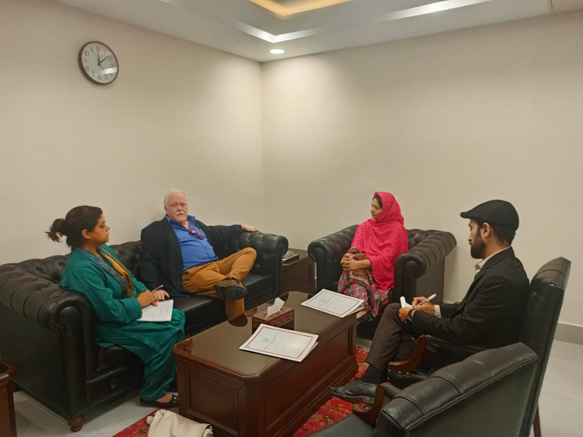 epcaucus's tweet photo. Convener EPCP Senator Sana Jamali called on Graham Gass, Group Head Health and Education and Saima Anwer, Senior Education Advisor from British High Commission in Islamabad, at the EPCP Secretariat, Senate of Pakistan, Islamabad https://t.co/OwmZEyUG99