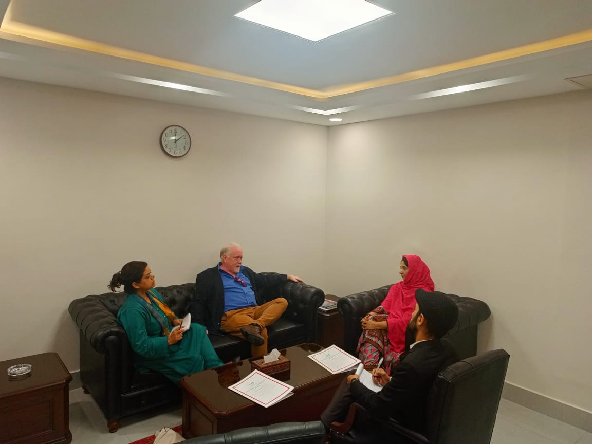 epcaucus's tweet photo. Convener EPCP Senator Sana Jamali called on Graham Gass, Group Head Health and Education and Saima Anwer, Senior Education Advisor from British High Commission in Islamabad, at the EPCP Secretariat, Senate of Pakistan, Islamabad https://t.co/OwmZEyUG99