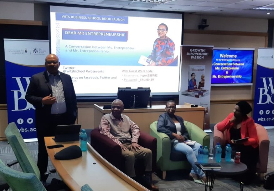 witsbschool's tweet photo. Celebrating our own @DrJBiz this evening, academic, seasoned entrepreneur and author of Dear Mr Entrepreneurship, in conversation with Prof Mills Soko and Dr Sibongile Vilakazi, president of the @BMFNational
#wbsevents https://t.co/1bAAoWYKxI