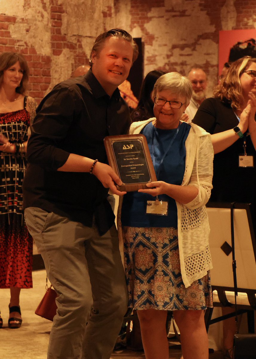 ASPvoice's tweet photo. At #ASP2023Reno, the Awards and Recognition Committee presented the “Queen of Marmosets” Dr. Suzette Tardif, with the Distinguished Primatologist Award. It honors a primatologist who has had an outstanding career and has made significant scientific contributions to our field. https://t.co/tH4lrJPG7J