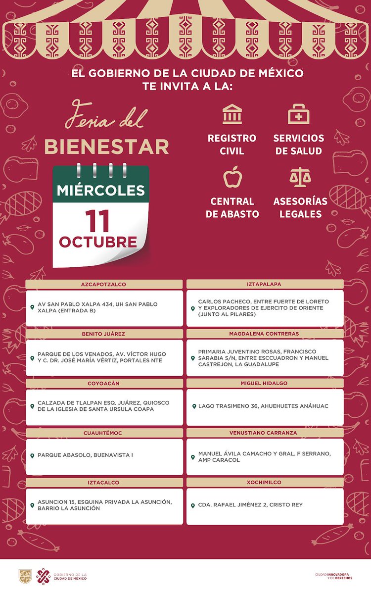 Todos_Somos_PC's tweet image. ¡Estamos para servirte!☺️🫰🏻

No te pierdas las #FeriasDelBienestar del @GobCDMX, donde Participación Ciudadana de #SIBISO te enlaza con:

🪷Productos locales
🫶🏻Programas sociales
🚔Seguridad Ciudadana

📍¡Contamos con 10 sedes!

#TrabajamosParaTi
#GobiernoConAcentoSocial