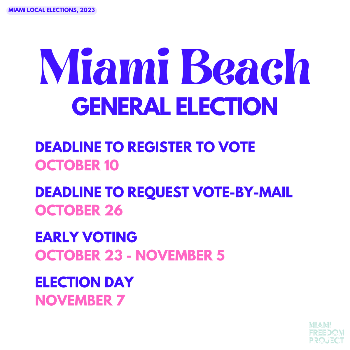 Here are the dates for Miami Beach elections on November 7th. Voters will pick a new mayor and 3 new commissioners in an election that will turn over more than half of the city’s elected officials.