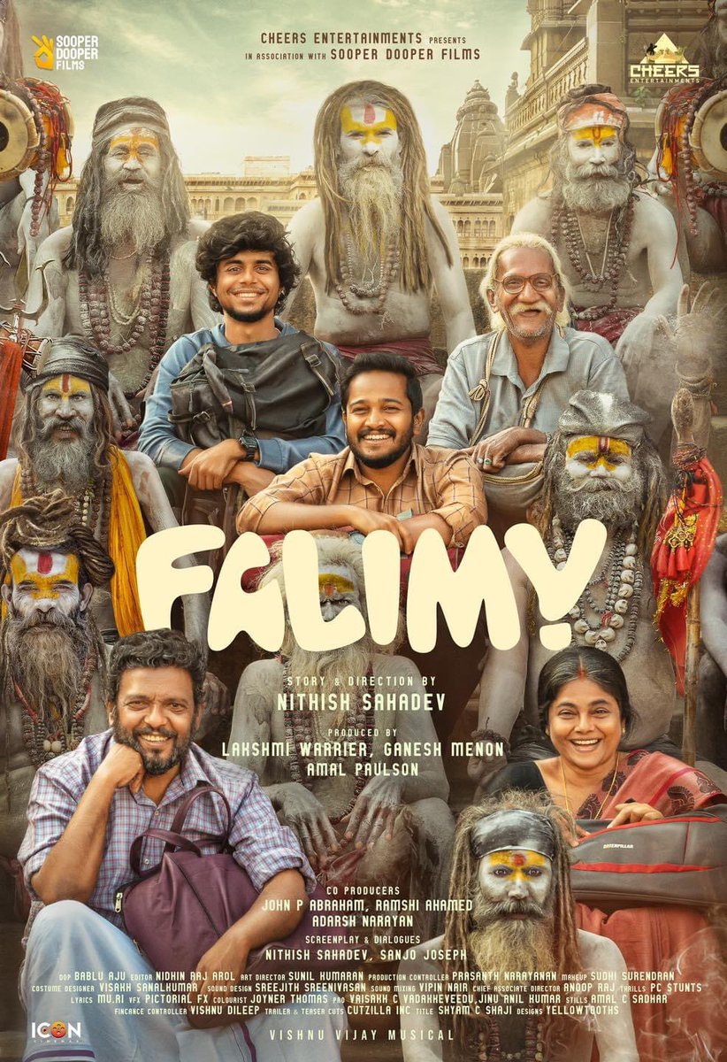 Here is the first look poster of #Falimy All the best to Basil Joseph #NithishSahadev #Jagadeesh #ManjuPillai #LakshmiWarrier #GaneshMenon #AmalPaulson & the entire team😊👍🏼 #shanabazalshameer