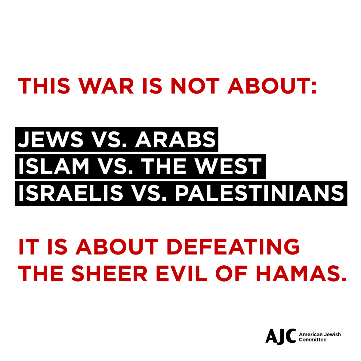Hamas ≠ All Palestinians
Hamas ≠ All Arabs
Hamas ≠ All Muslims

Those who favor peace and preserving life will stand against Hamas.