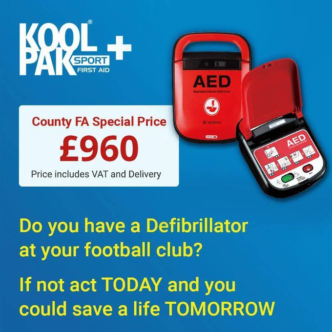 Do you have a defibrillator at your club? This potentially life-saving piece of equipment is one of the many items on offer to our grassroots clubs at a discounted price, courtesy of @KoolpakUK Head to their online shop to learn more. ➡️ buff.ly/3XGVHMx