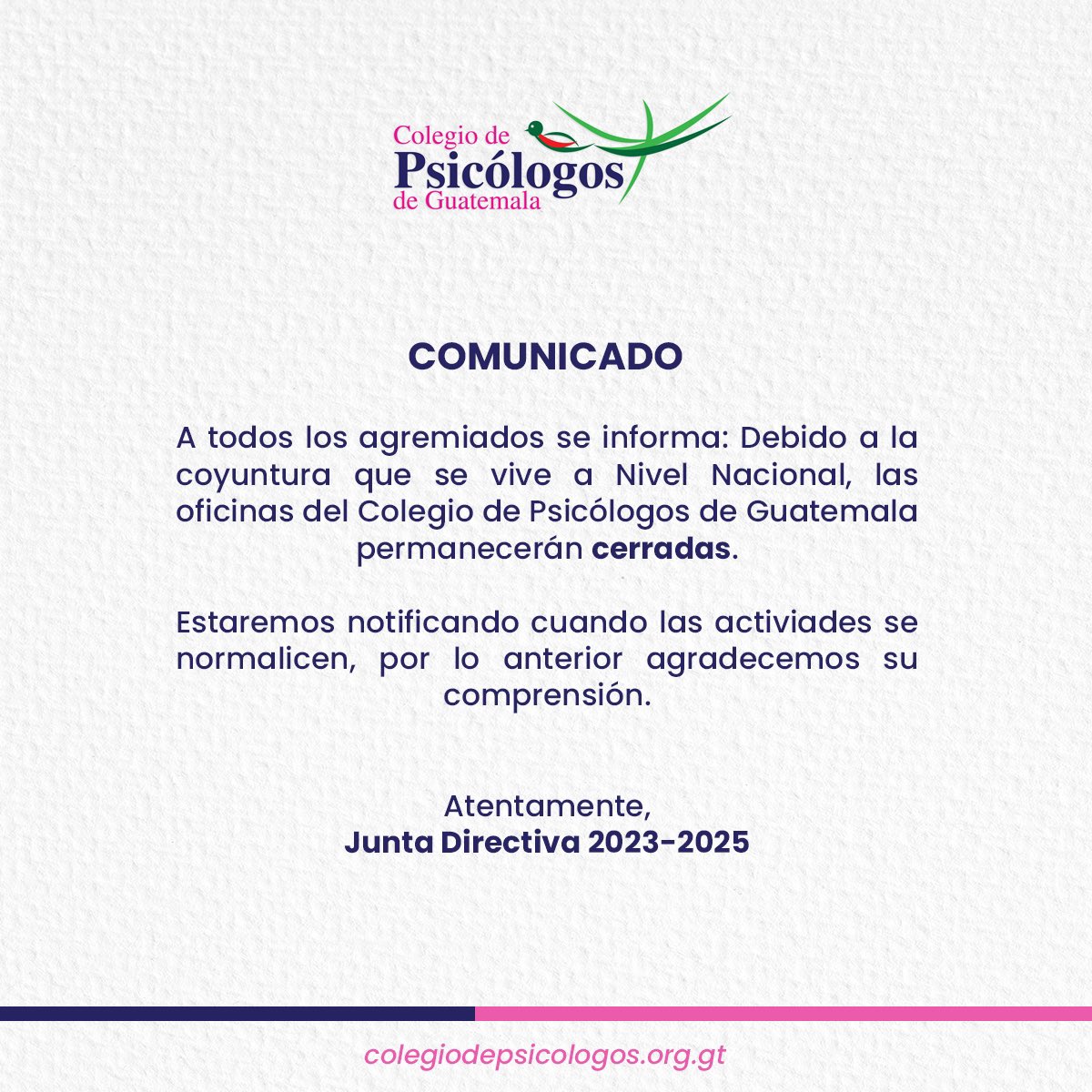 ColPsicologosGT's tweet photo. Atención agremiado https://t.co/ndy74kdDYk