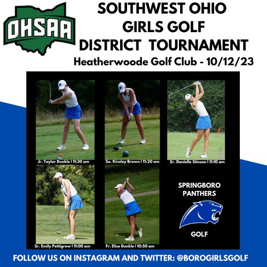 The girls will tee it up tomorrow morning at the SW District golf tournament <a href="/heatherwoodegc/">Heatherwoode Golf Club</a> 

Off Site Live Scoring:

iwanamaker.com/league/7344454

On Site Live Scoring:

miamivalleygolf.org/events/event-p…
