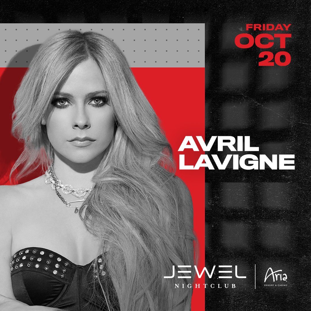 Avril Lavigne (@avrillavigne) on Twitter photo Vegas 🎉 I'm getting my set ready for <a href="/jewellasvegas/">JEWEL Nightclub</a> during When We Were Young Fest. What songs do you want to hear?
Grab tickets here: jwl.lv/avrillavigne Vegas 🎉 I'm getting my set ready for <a href="/jewellasvegas/">JEWEL Nightclub</a> during When We Were Young Fest. What songs do you want to hear?
Grab tickets here: jwl.lv/avrillavigne