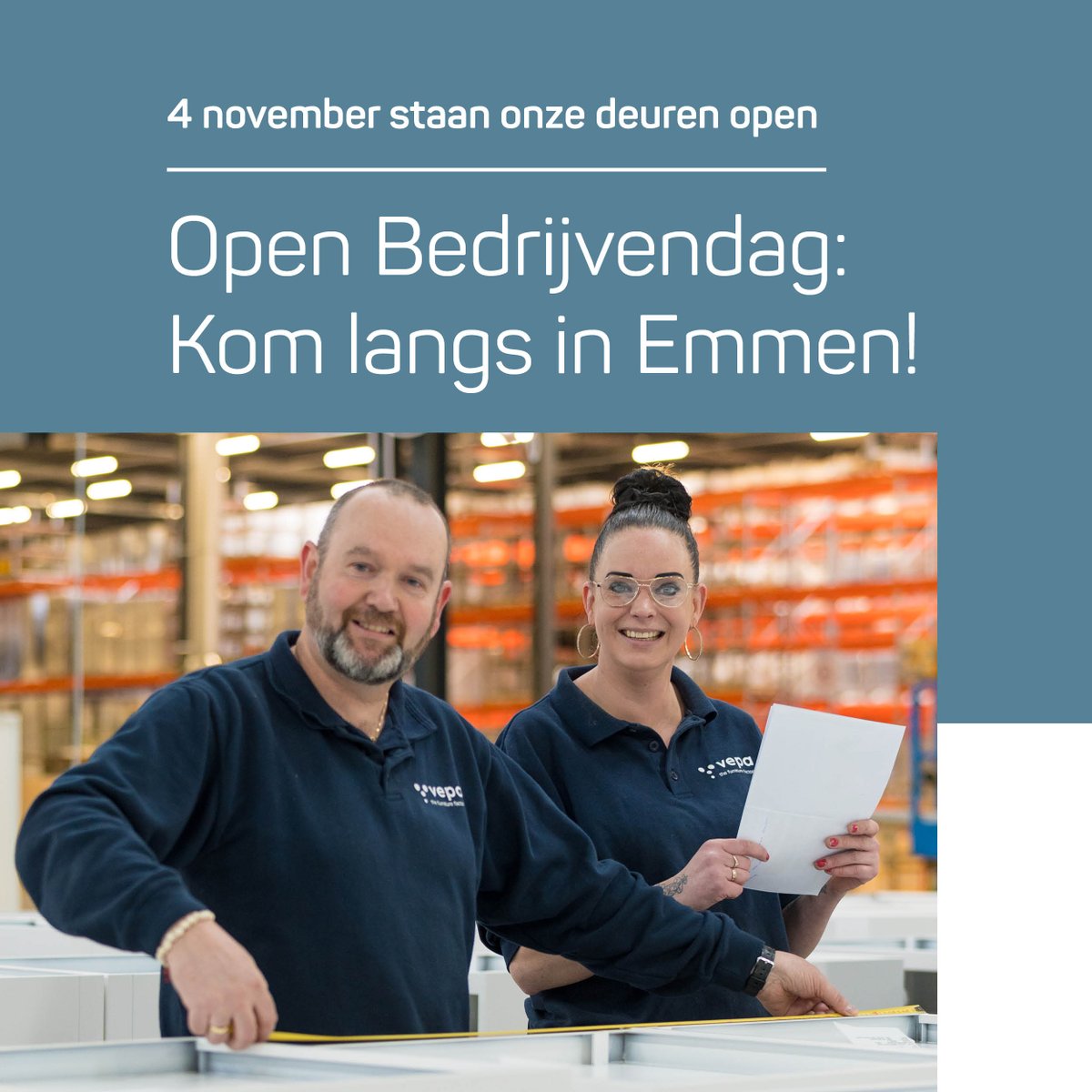 𝗢𝗽𝗲𝗻 𝗕𝗲𝗱𝗿𝗶𝗷𝘃𝗲𝗻𝗱𝗮𝗴 𝗘𝗺𝗺𝗲𝗻 - 𝟰 𝗻𝗼𝘃𝗲𝗺𝗯𝗲𝗿

Onze deuren in Emmen staan voor je open tijdens de Open Bedrijvendag. Van 10:00-16:00 uur ben je van harte welkom aan de James Cookstraat 20 in Emmen.

Kom kijken wat wij allemaal doen!

#OBDE #openbedrijvendag