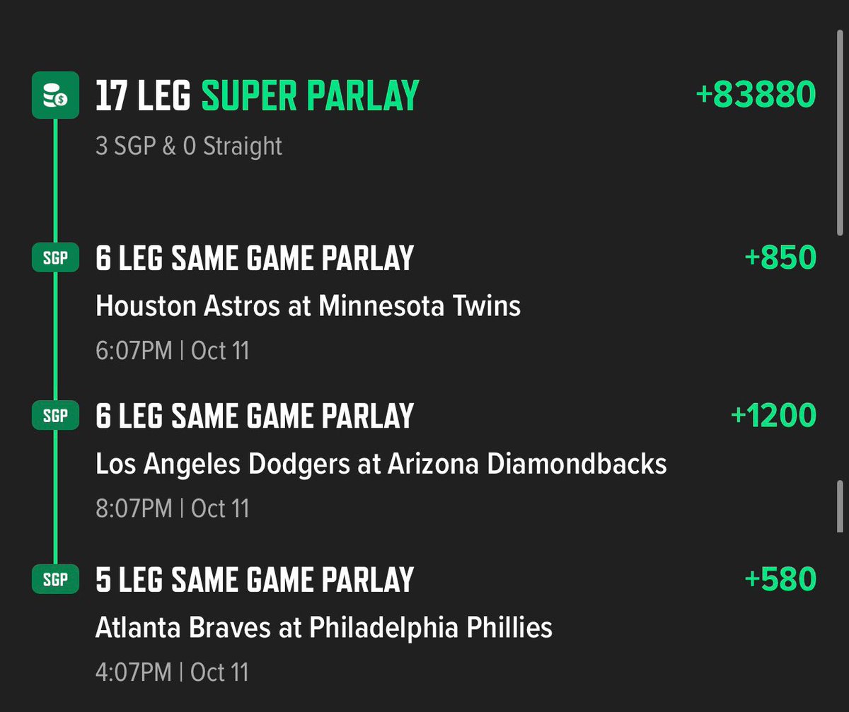 I’ve got a 17 🦵 #MLB parlay that the lines have hit 100% over the last 3+ games. 

Shoutout to <a href="/PineSports_AI/">Pine Sports</a> for the consistency sheets.

Does anyone want to see this madness? 

Like - Follow - Repost if you want to see. 

#GamblingTwitter #GamblingX