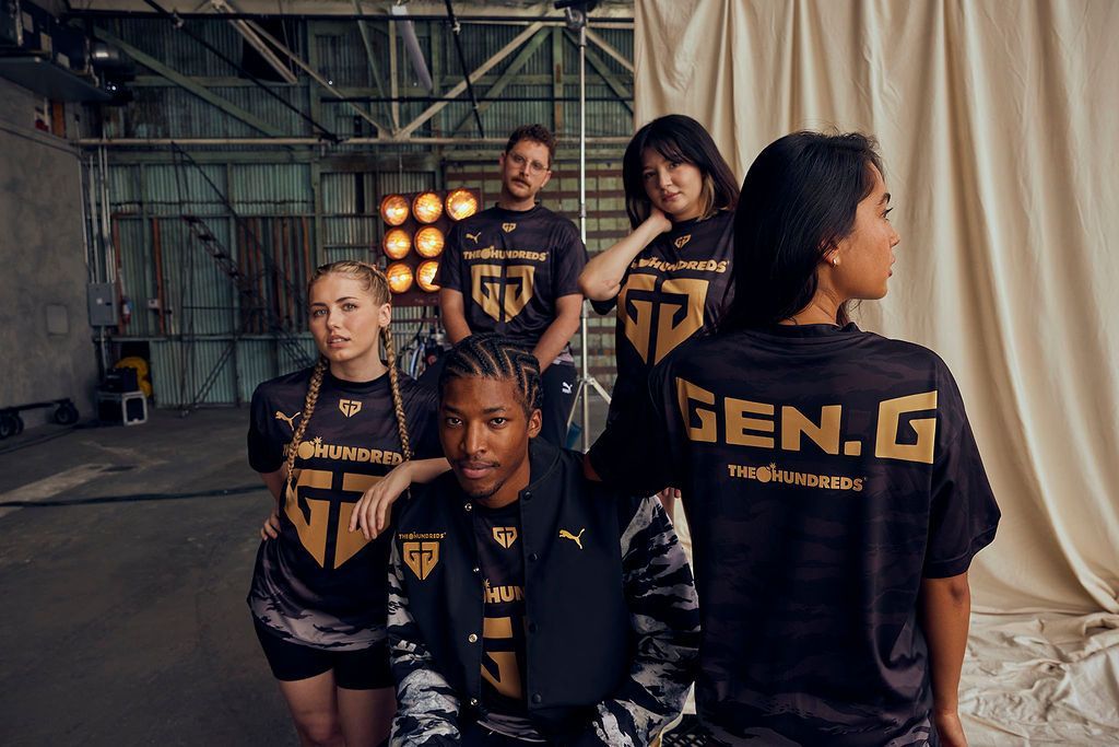 Get on the winning team. The Hundreds X @gengesports releases tonight at 9 PM PST on The Hundreds App and TheHundreds.com