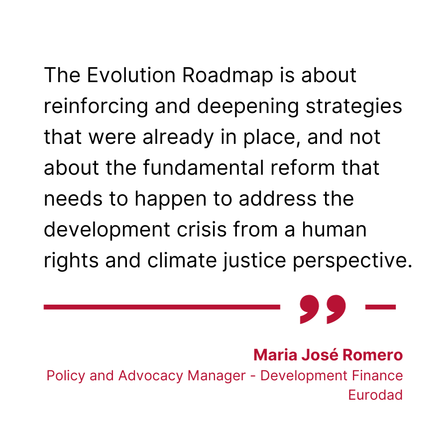 eurodad's tweet photo. .@ma_jose_romero's keys recommendations for the
@WorldBank's #EvolutionRoadmap:
1⃣ External evaluation of its policies
2⃣Put the public at the core of its efforts to support global public goods. Blended finance & PPPs shouldn't be used for essential public services https://t.co/lqskC45wl0