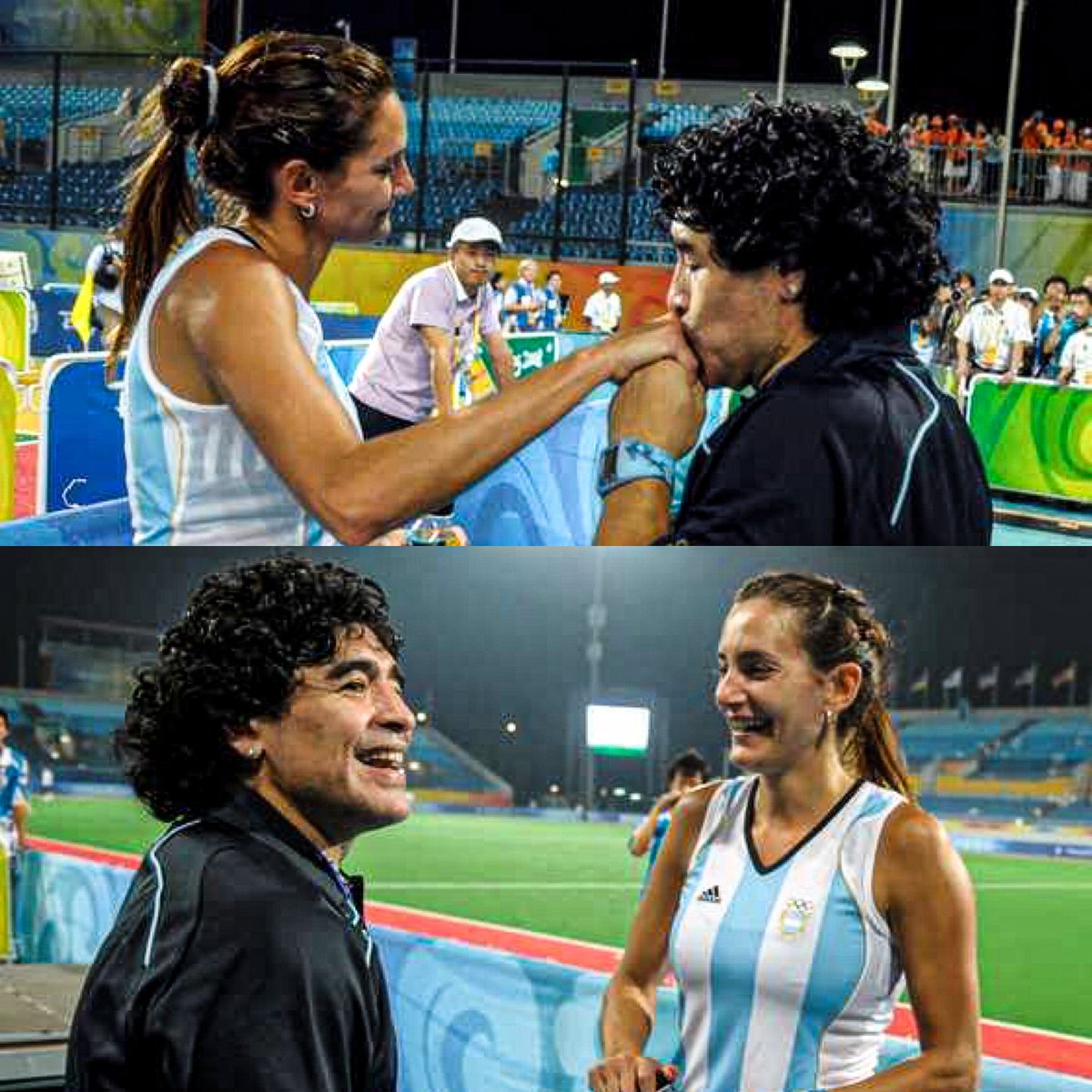 “Nosotras teníamos la ilusión de que Diego vaya a algún partido porque sabíamos que iba al Juego Olímpico. Él llegó cuando el partido contra Holanda ya estaba comenzado y al estadio no le importó más el partido de hockey. Se escuchaba ‘Diego, Diego’. Nosotras nos empezamos a dar