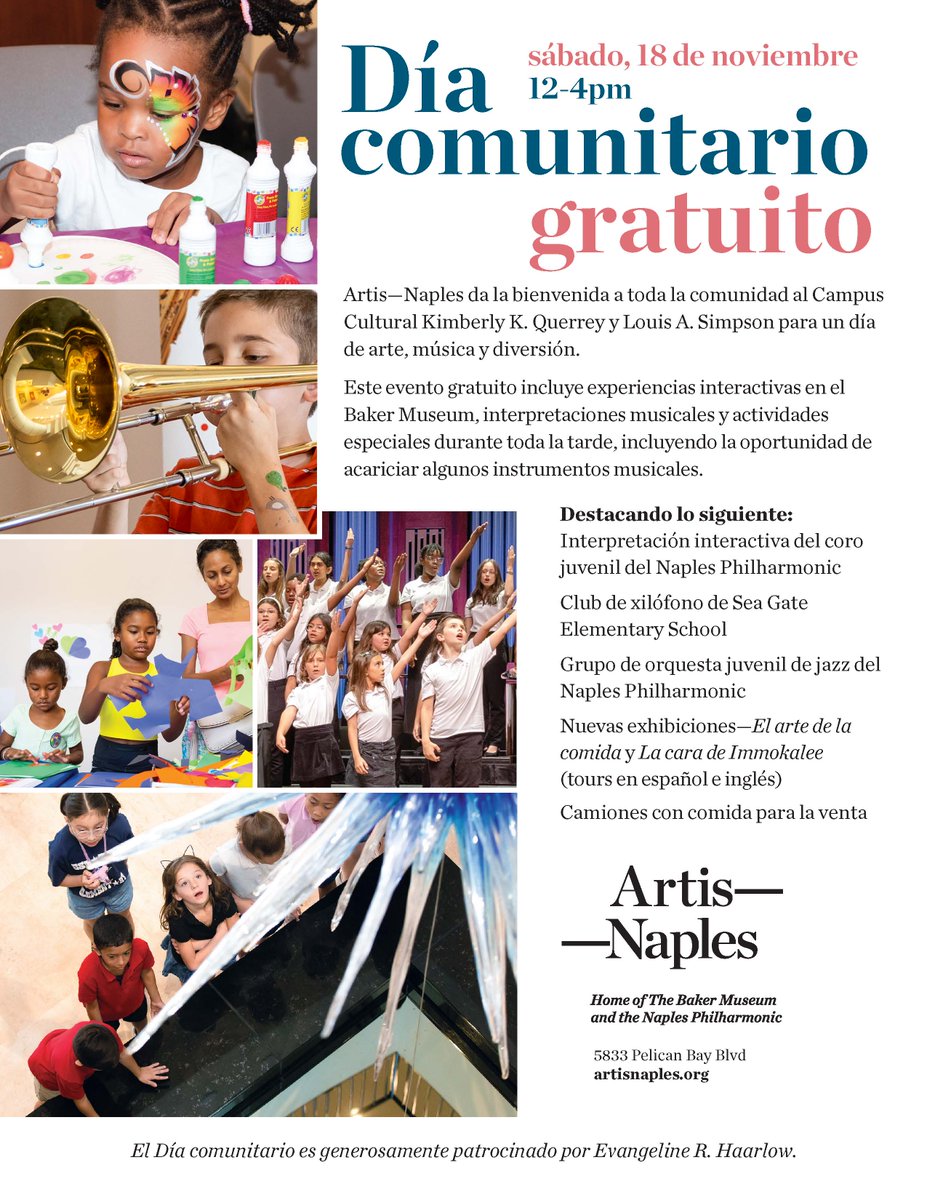 Check out this great opportunity to visit Naples Artis for FREE on November 18 from 12-4. See the attached flyer for more information.