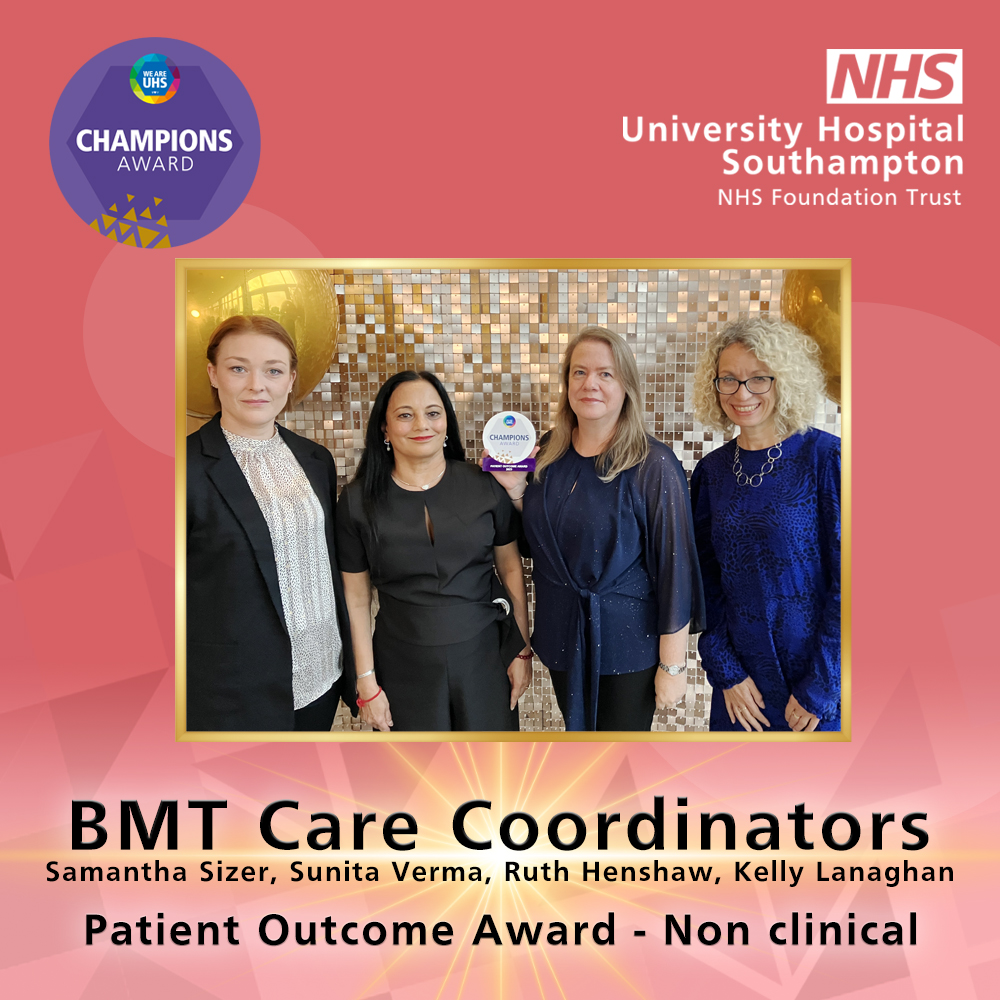 UHSFT's tweet photo. Well done BMT Care Co-ordinators, Samantha Sizer, Sunita Verma, Ruth Henshaw, Kelly Lanaghan 🤩 https://t.co/mlmnOqFhR2