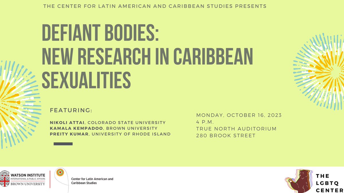 How does queerness look outside of a global north or western framework? Join us for a roundtable discussion with visiting faculty member Kamala Kempadoo and invited guests around the theme of "Defiant Bodies: New Research in Caribbean Sexualities.” Reception to follow!