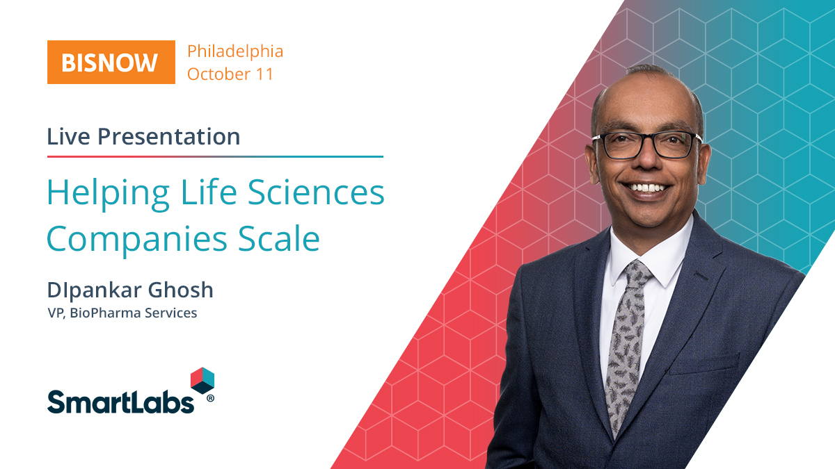 JoinSmartLabs's tweet image. We are excited to announce that our VP of BioPharma Services, Dipankar Ghosh, will be moderating a panel on &quot;Helping Life Sciences Companies Scale&quot; at the upcoming @Bisnow International Life Sciences &amp;amp; Biotech Conference on October 11th.