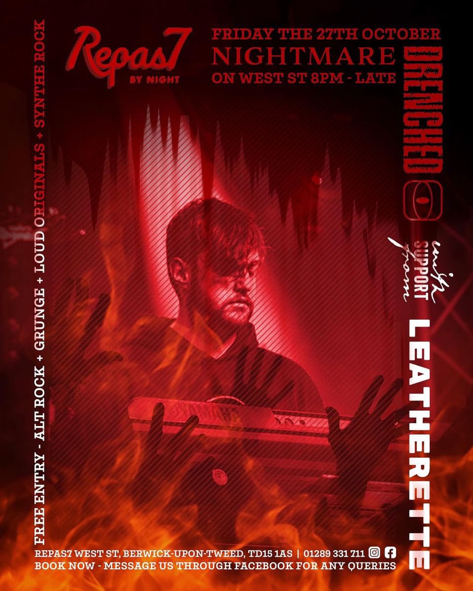 LeatheretteBand's tweet photo. Darkness falls across the land…
The midnight hour is close at hand…
Creatures crawl in search of blood….
Drenched &amp; Leatherette will have some fun…

Join us at @Repas7N on Friday the 27th for a…
“Nightmare on West Street…” 🎃🎃🎃 https://t.co/KDiEjpjRI0