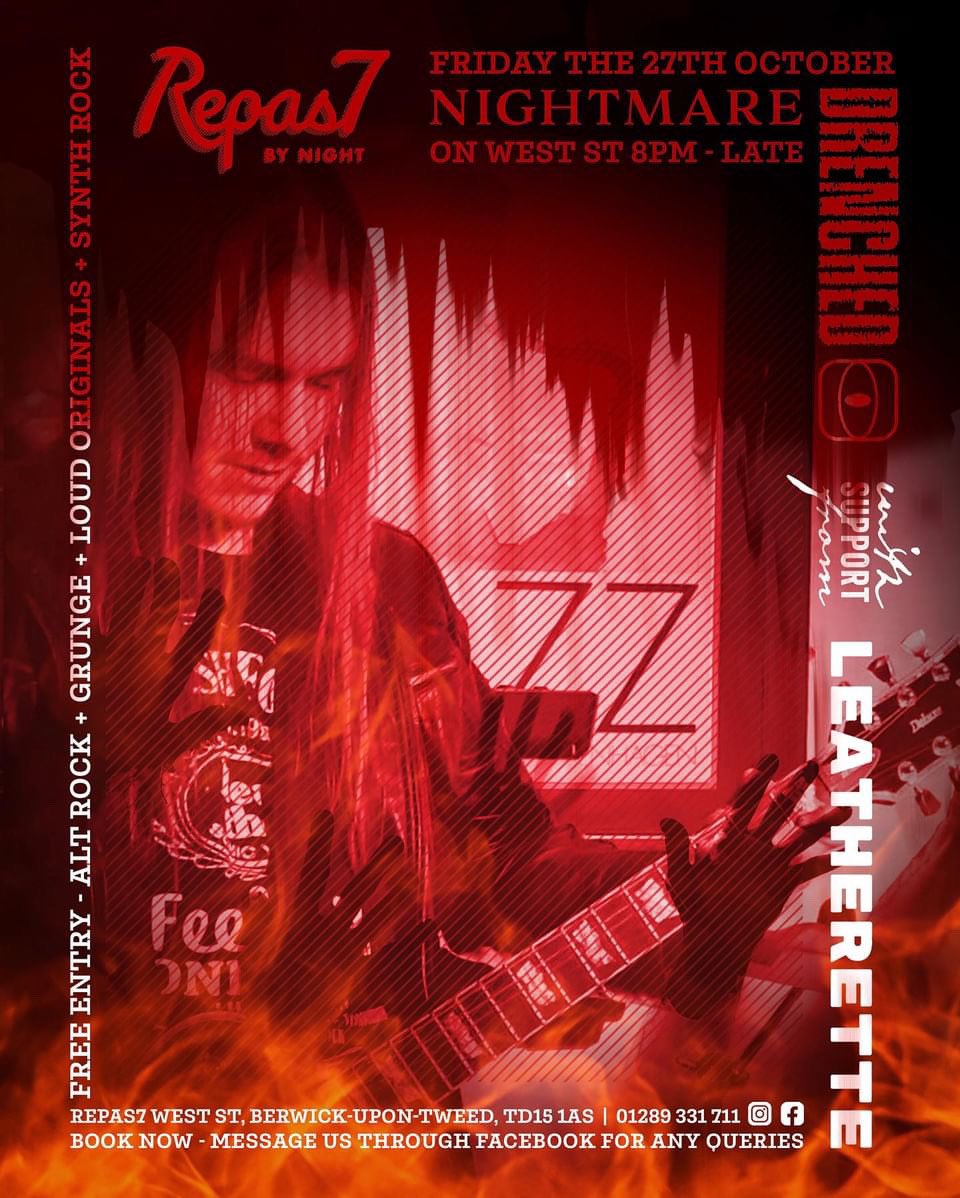 LeatheretteBand's tweet photo. Darkness falls across the land…
The midnight hour is close at hand…
Creatures crawl in search of blood….
Drenched &amp; Leatherette will have some fun…

Join us at @Repas7N on Friday the 27th for a…
“Nightmare on West Street…” 🎃🎃🎃 https://t.co/KDiEjpjRI0