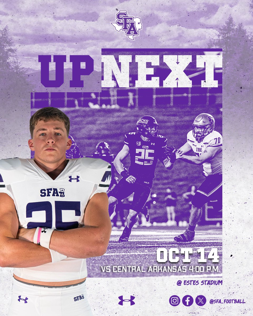 SFA_Football's tweet photo. Headed to the stripes 🚌

SFA Vs. #25 UCA
🪓 🆚 🐻
🗓️ : 10.14.23
⏰ : 4:00 PM CT
📍 : Estes Stadium
🎥 : ESPN+

#AxeEm x #RaiseTheAxe https://t.co/VtLMMA47tO