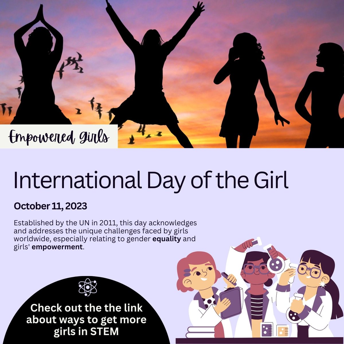 AHC_news's tweet image. Celebrate our #empoweredgirls and #InternationalDayOfTheGirl by reading about 8 ways to encourage girls in STEM:  bit.ly/48LftLT

It&apos;s never too late or too early! #ahcscience #DayoftheGirl #GirlsInSTEM