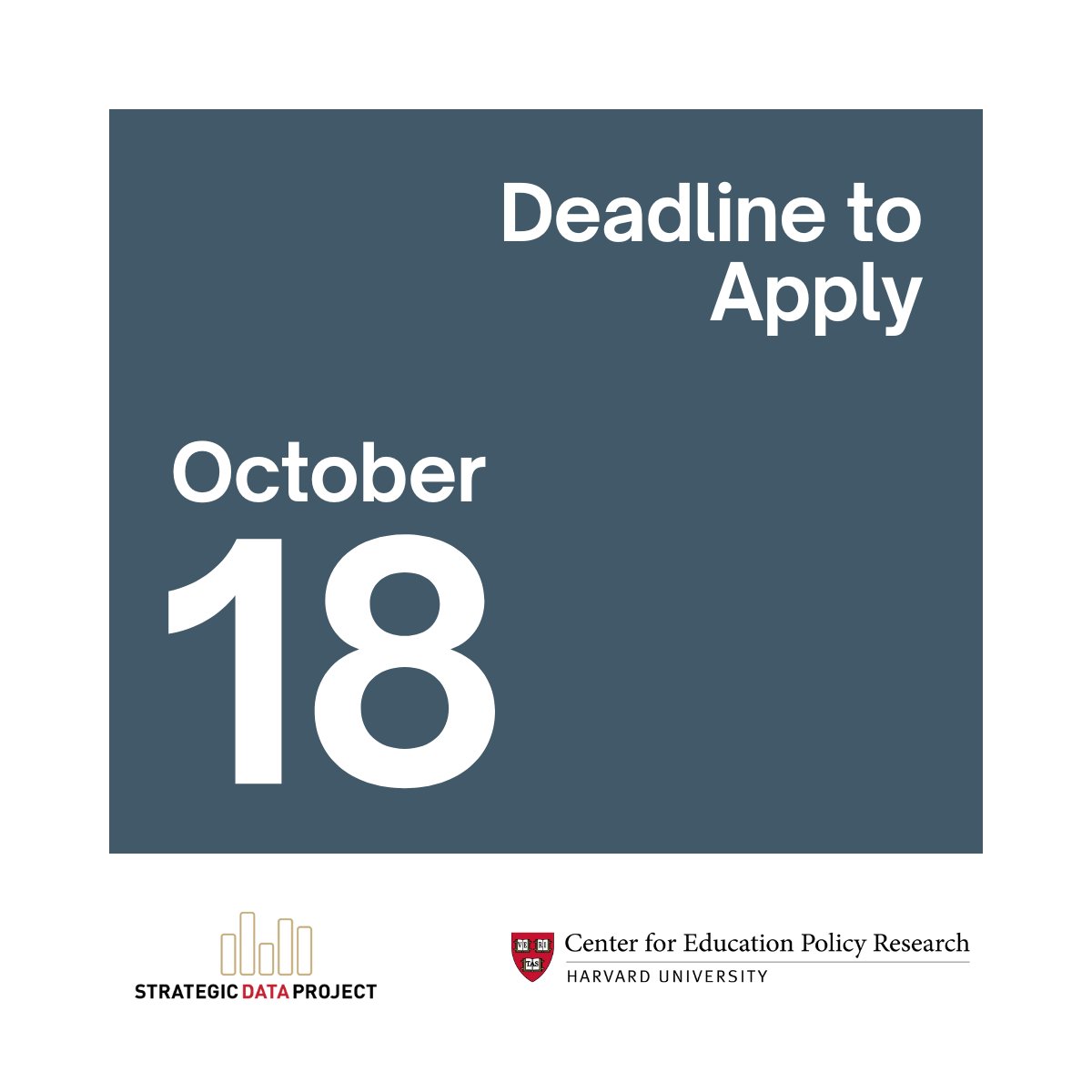 🗓️ The Round I application deadline for the Strategic Data Project Fellowship <a href="/HarvardCEPR/">Harvard CEPR</a> is one week away! Learn more about becoming an #SDPfellow and submit your application here: ow.ly/xsoy50PV7Yw