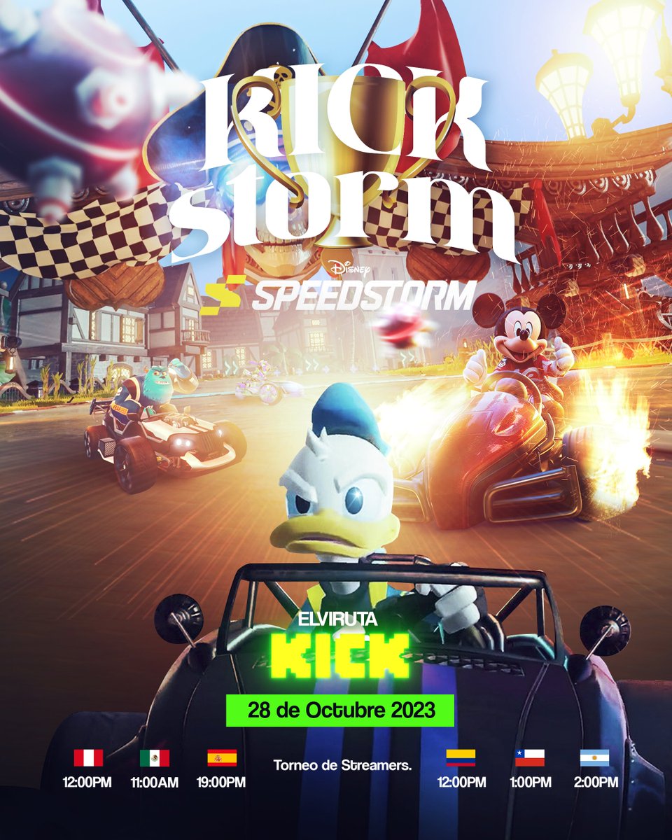 elviruta7's tweet photo. 🏆Este sábado 28 de Octubre tendremos #KickStorm. Un evento de carreritas en Disney SpeedStorm

💚Para participar hay que ser streamer de kick 

Os dejo por aquí mi discord con toda la información! 👉https://t.co/VlakXQnQBF

En vivo en mi canal https://t.co/0jaJjMd65s https://t.co/MUTSr5sGFC