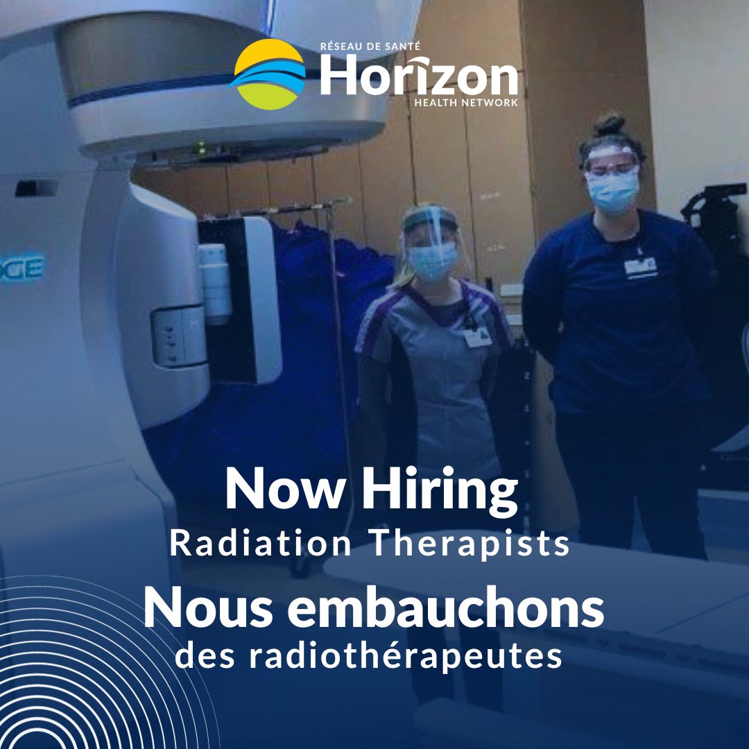 HorizonHealthNB's tweet photo. Horizon’s Saint John Regional Hospital is hiring Radiation Therapists to join our team!  If you are a graduate of an accredited Canadian School of Radiation Therapy, we want to hear from you.  ⚕️  Apply today: https://t.co/FC1eCKqtYc
---
1/3 https://t.co/2E1W0AqHon