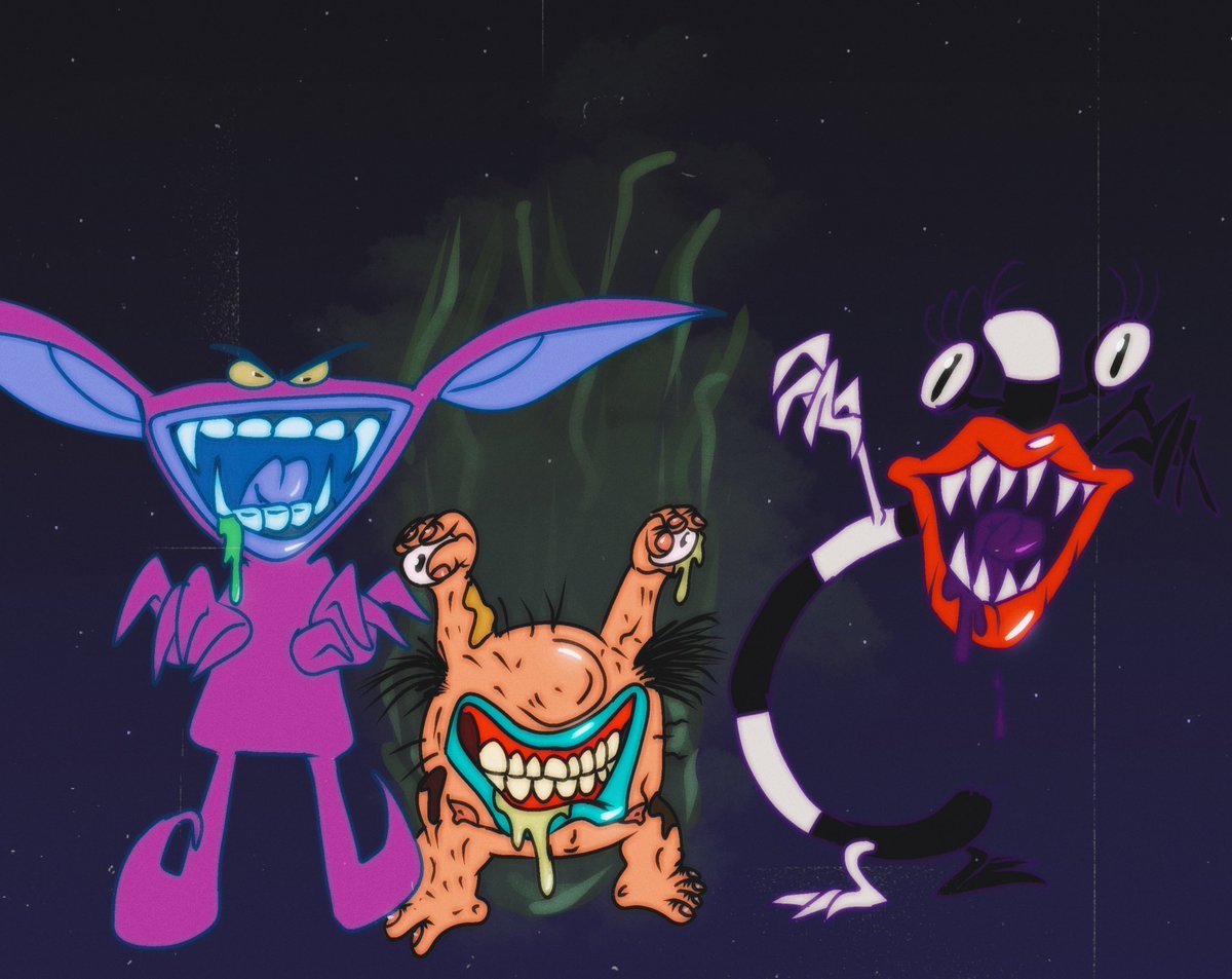 I drew Ickis, Krumm and Oblina  in the spirit of October enjoy. #aaahhrealmonsters #monsters