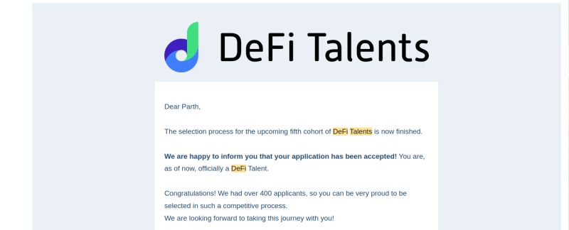 🚀Honored to be selected for the 5th cohort of the DeFi Talents program by @FrankfurtSchool of Finance & Management, Germany🇩🇪

It's an 18-week journey diving deep into Decentralized Finance (DeFi) with a global community.⛓️

Special Thanks to @philippsandner and the Team!⚡️