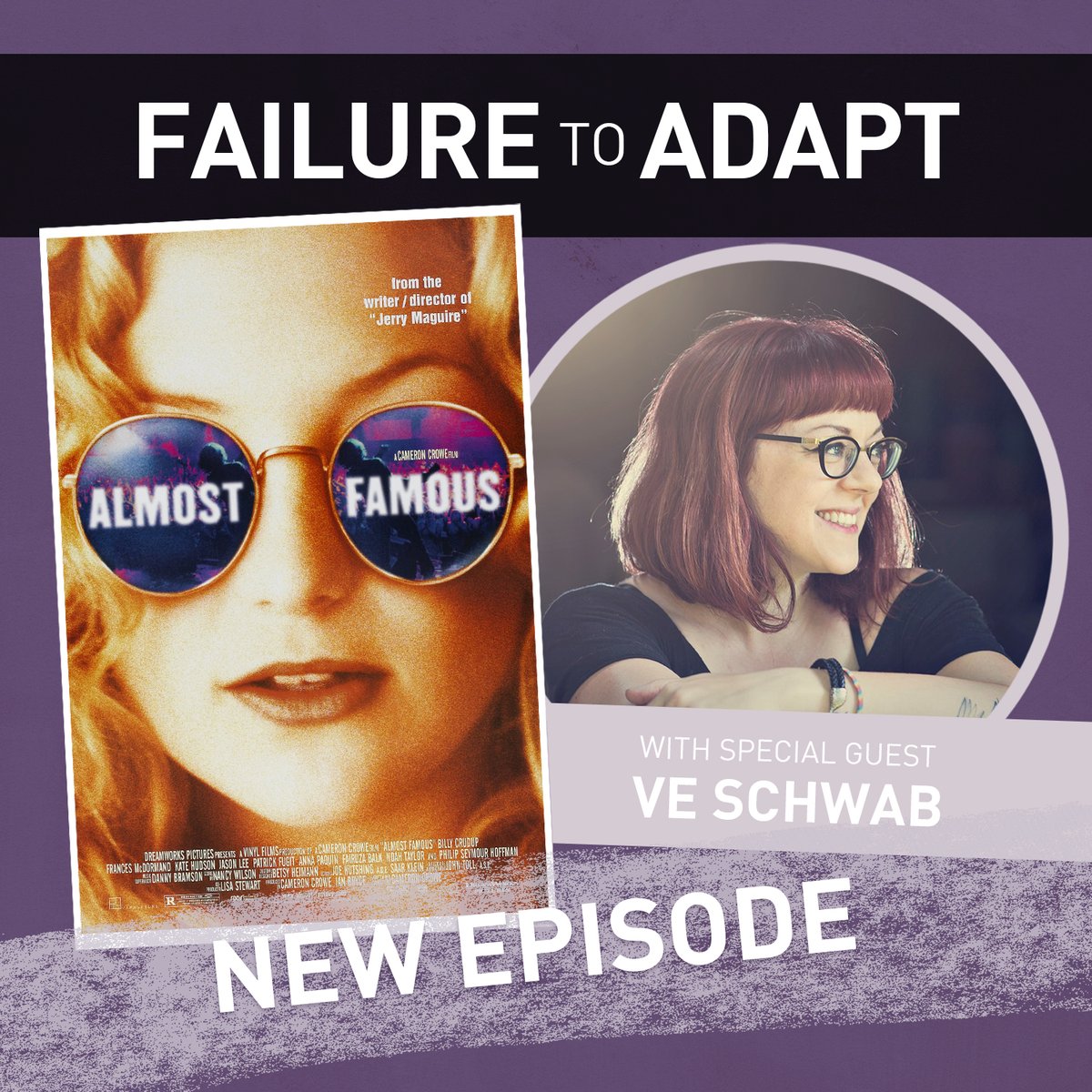 today Today TODAY! 

We talk ALMOST FAMOUS with the actually famous VE Schwab! We get into it. Band-Aids vs Groupies, rude things to say before you kiss someone, and writers who can do BETTER! 

Available now on Apple Podcasts or your podcatcher of choice!