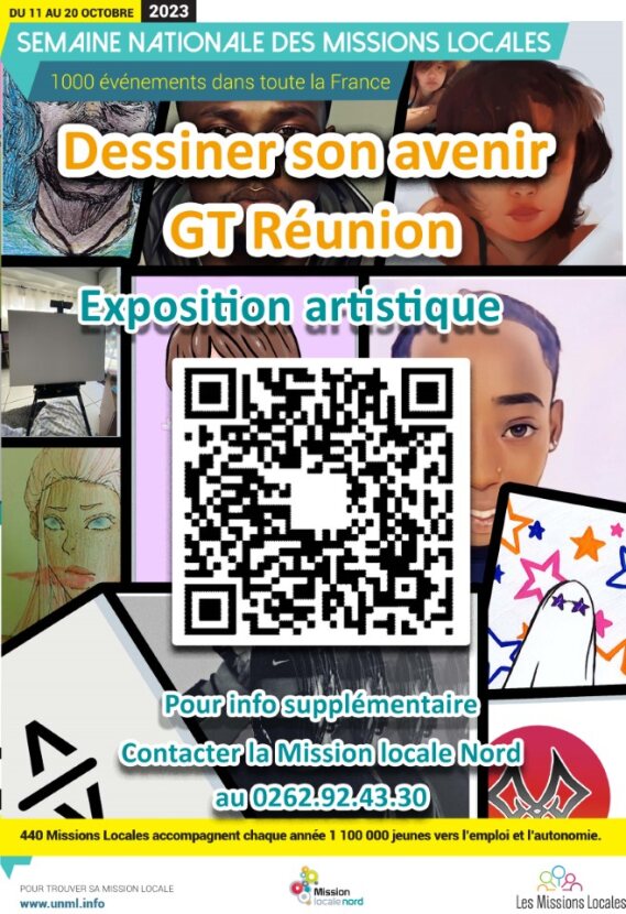 ARMLOceanIndien's tweet photo. LANCEMENT DE LA SEMAINE NATIONALE DES MISSIONS LOCALES !
Les Missions Locales de La  Réunion et de Mayotte mettent à l'honneur les compétences artistiques et créatives des jeunes  
►► Flasher le QR Code pour visiter la galerie interactive
 #snml2023, #missionslocales2023 https://t.co/ZchTwY0hAt