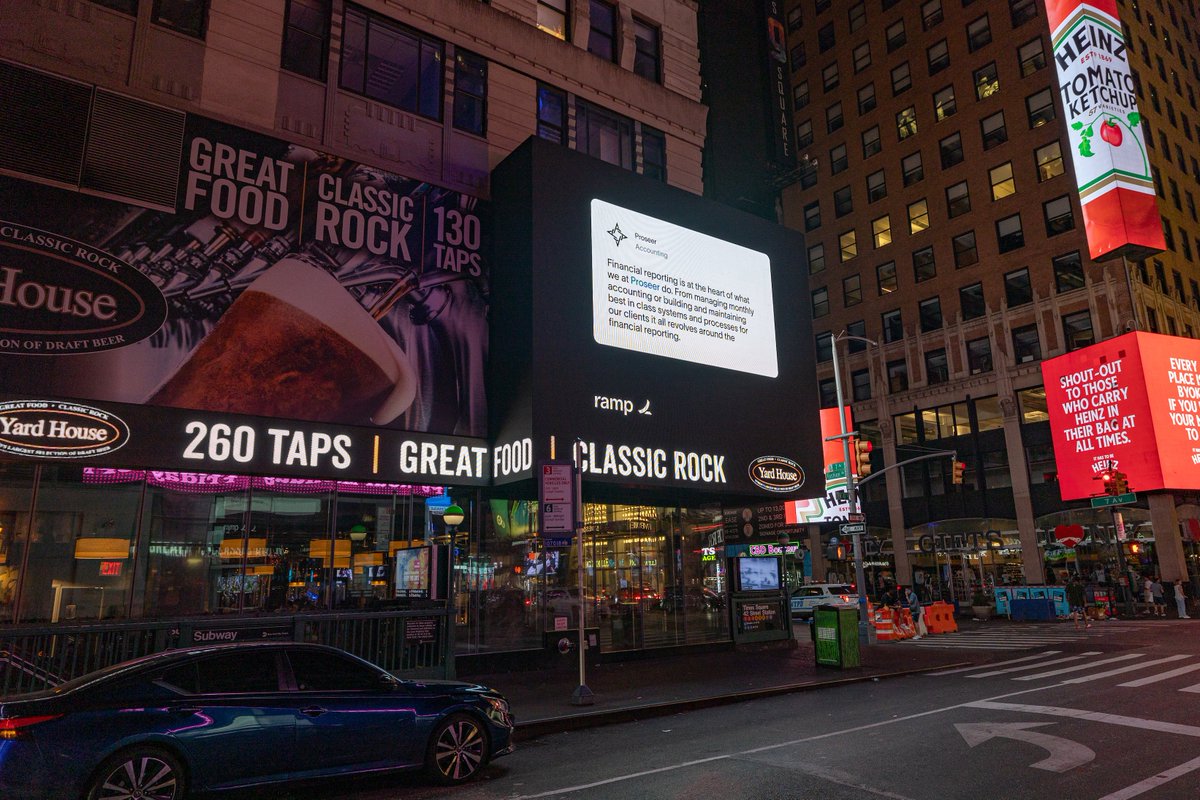 Thanks <a href="/tryramp/">Ramp</a> for featuring <a href="/ProseerHQ/">Proseer</a> in Times Square. We always had a dream to have our names on the big screens and appreciate our partners at Ramp for making it happen!