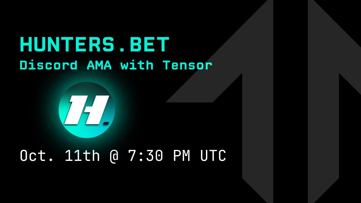 Join us today at 7:30 PM UTC for an AMA with @HuntersBetSol about their upcoming mint! HuntersBet is the first Sportsbook Arbitrage platform on Solana, helping you make data-driven decisions across dozens of sportsbooks internationally! See you in discord later today 🫡⚡️