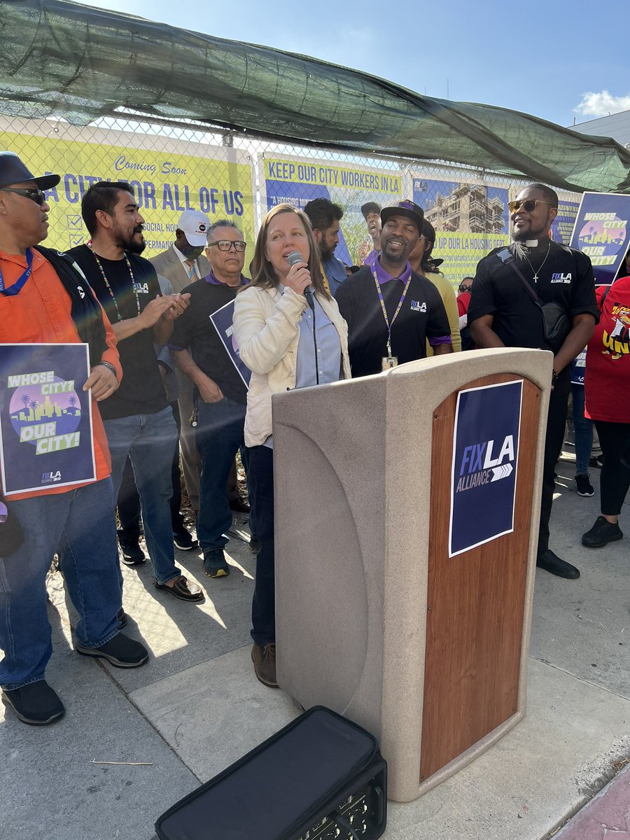 SEIU721's tweet image. “Members of @LAOC_BTrades took the building that used to stand behind me apart. We don’t tear down just to leave an empty lot. Let’s hire and let’s build.” #FixLA #LACityForAll