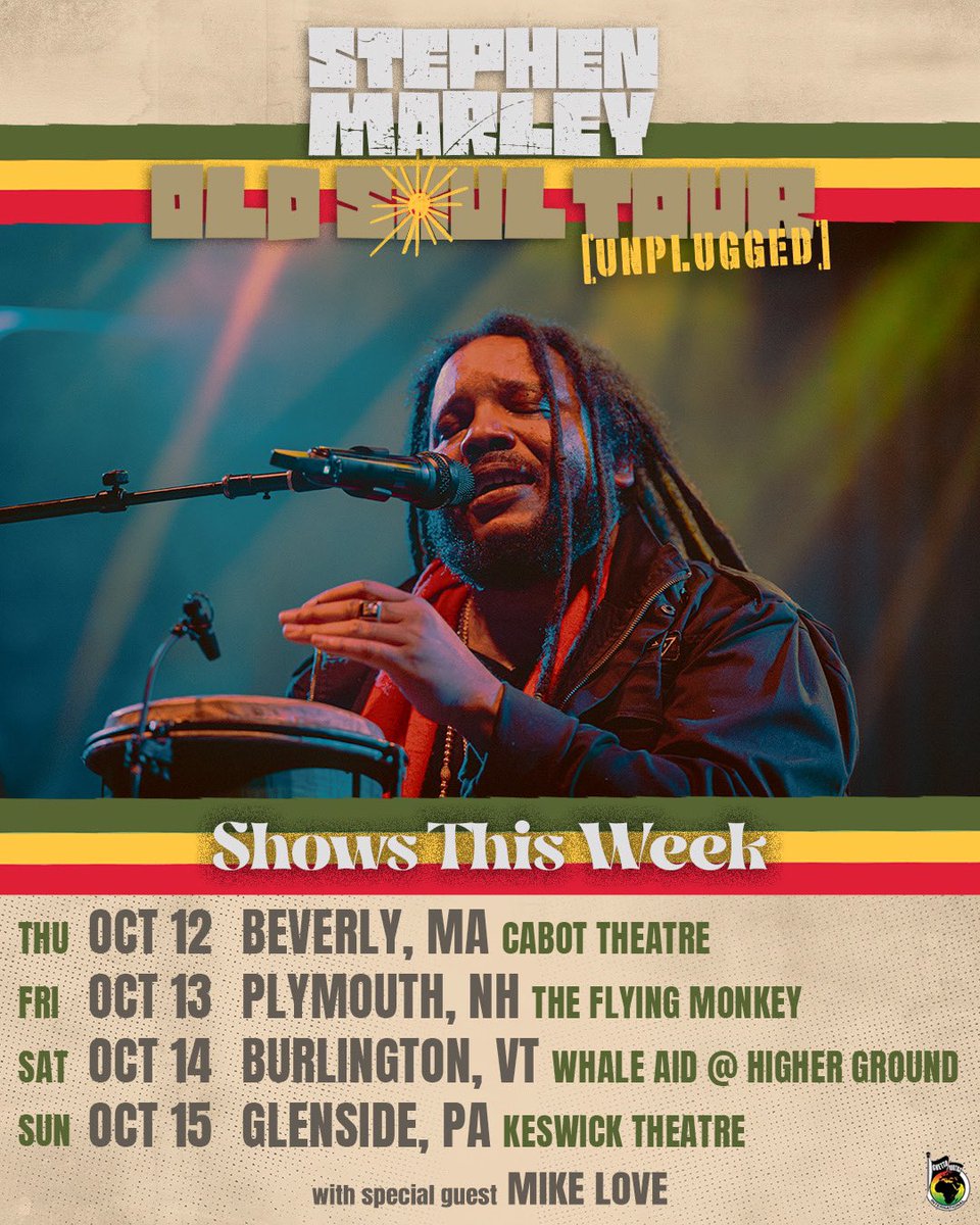 Love must find a way, let it be today… 🎶Old Soul Tour Unplugged continues this week in the Northeast 🙏🏾
‌
Thu Oct 12 Beverly, MA
Fri Oct 13 Plymouth, NH
Sat Oct 14 Burlington VT
Sun Oct 15 Glenside, PA