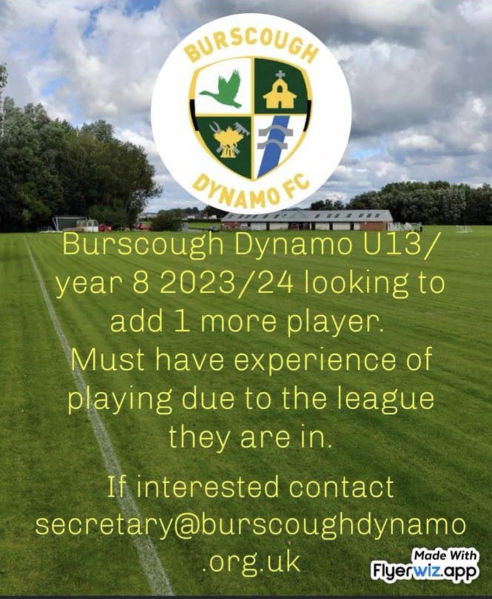 Our under 13s looking to add a player, play Sundays in the central lancs prem.