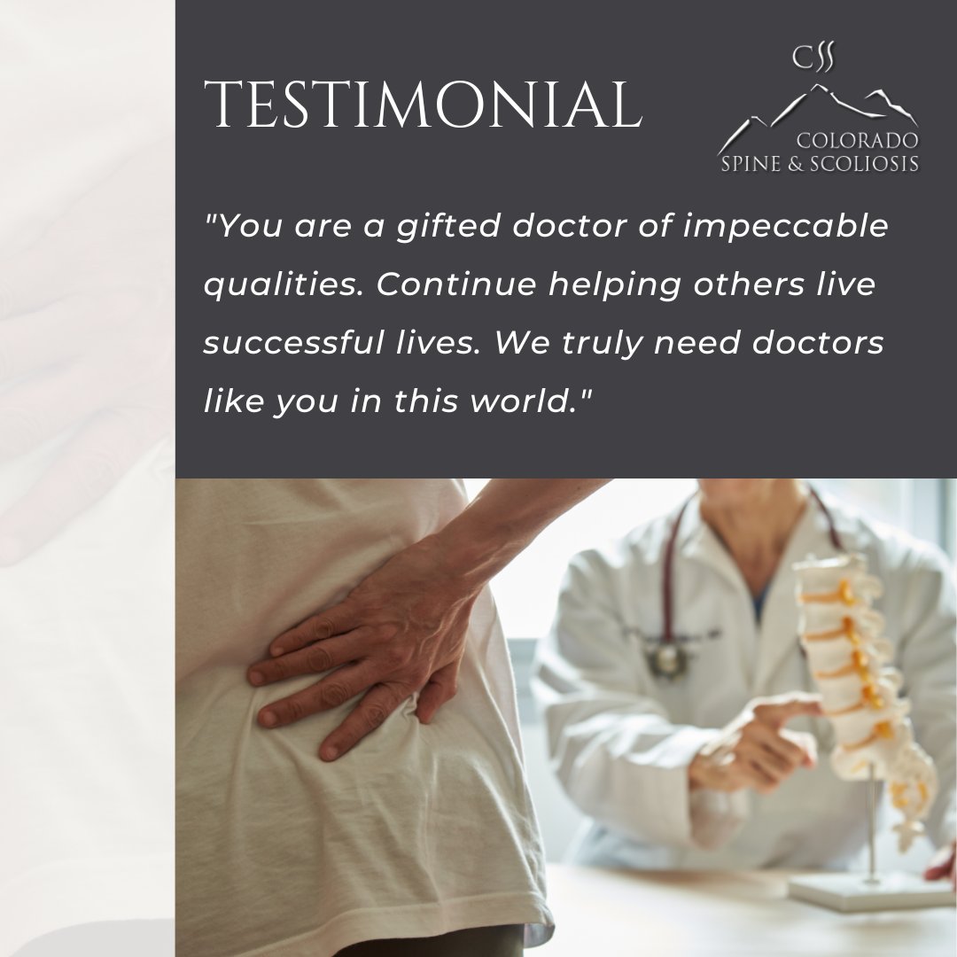 ColoradoSpine's tweet photo. Your spine deserves the utmost care. Make your spine a priority in your daily life and it will pay off as you age.
We Are Here To Give You Support.
Contact Colorado Spine &amp; Scoliosis today!

#spine #backpain #scheduleyourappointment https://t.co/iPsPdpcV1i