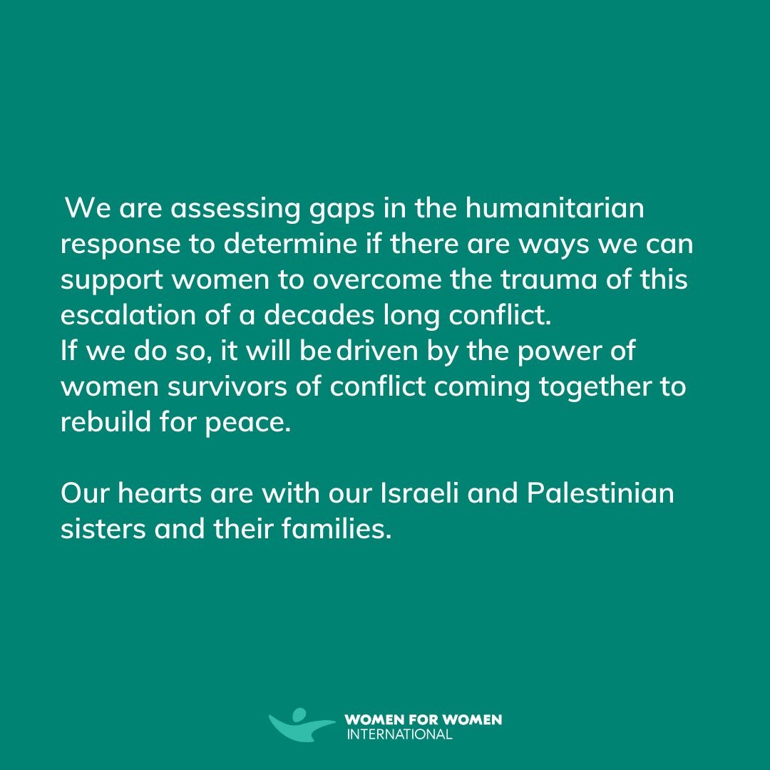 We are horrified by the atrocities on women and their families in the Israel-Hamas war. We are mourning all of the lives lost. Read our full statement🔽