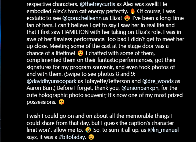 iamLINimitable's tweet photo. From my post on IG. 😅 It's impossible to fit all those words here on Twitter. 🥹 #HAMILTONPH https://t.co/UDf8jwJ1rM
