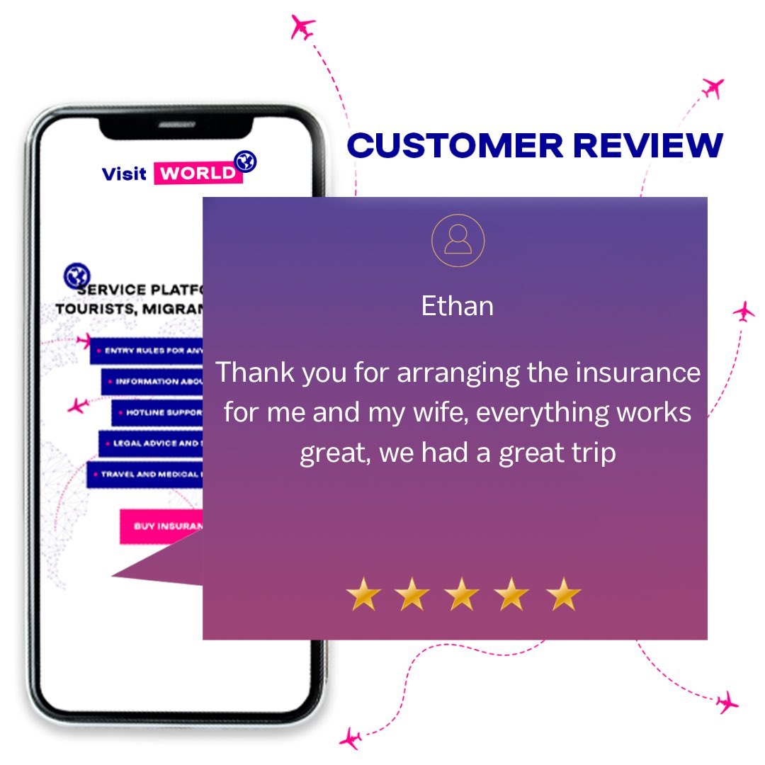 VisitWorld_'s tweet photo. Thank you for your feedback! You can use the link in the profile description to take out insurance and get legal assistance or a prepared travel check-list 🤗✈️ #visitworld https://t.co/thtdE5AVns
