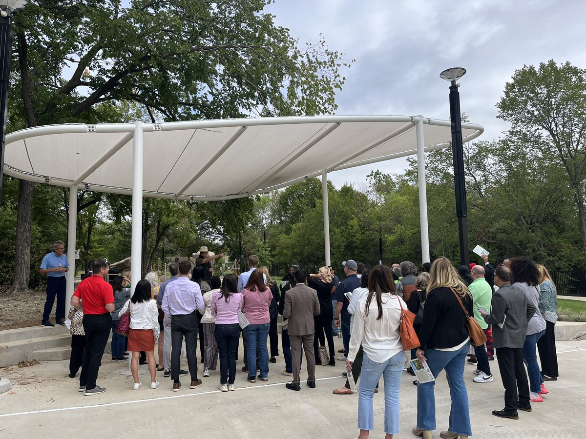 NDCC's tweet photo. Stop #2 on the Bridging the Divide DEI Bus Tour is South Oak Cliff Renaissance Park for a preview of the future Five Mile Creek Trail with @tpl_org State Director @robertbkent. #DEI https://t.co/X9rC5UQoma
