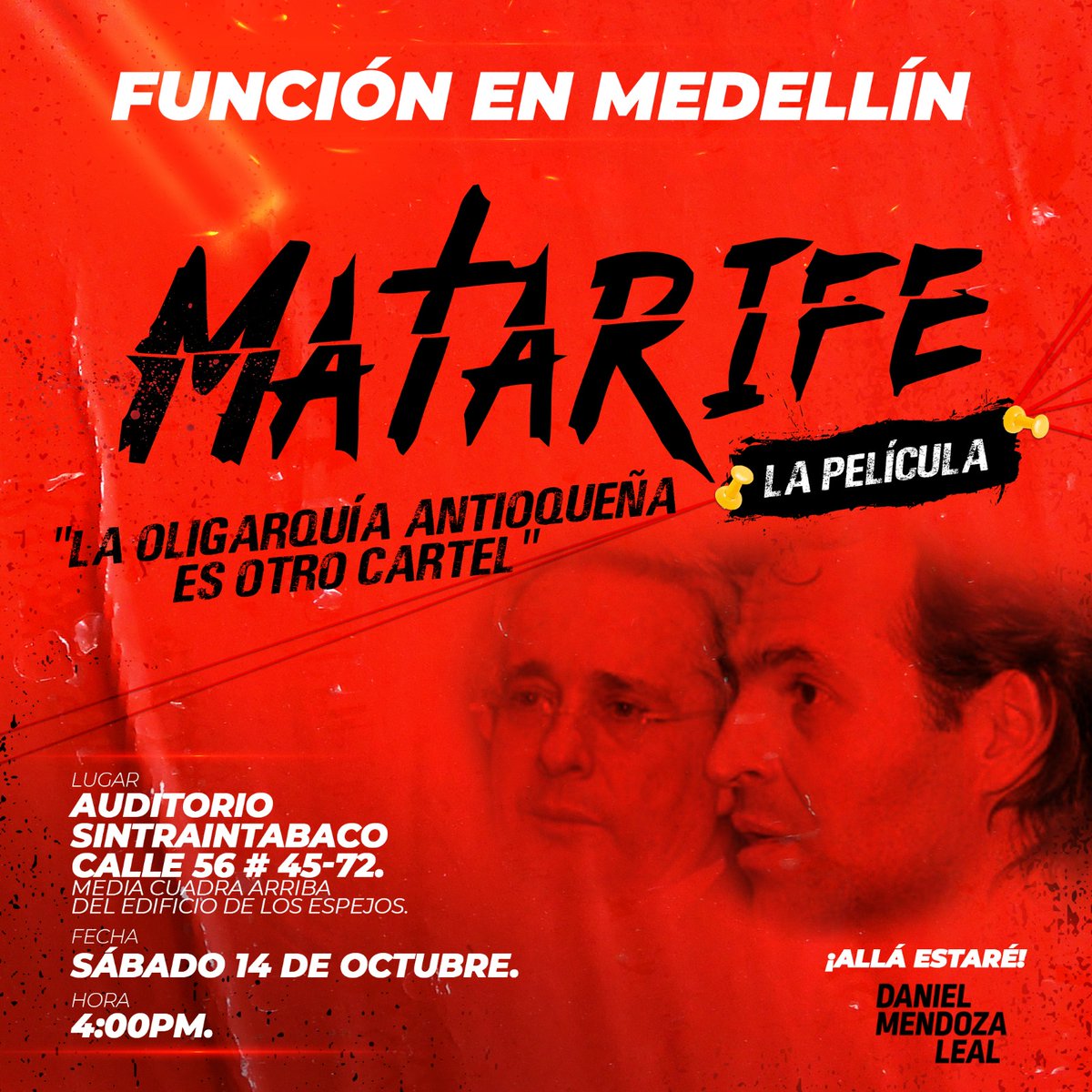 ElQueLosDELATA's tweet photo. Confirmadas 2 funciones en Medellín. Estaré con ustedes este viernes en Castilla (6:30 pm) y el sábado en el auditorio de Sintraintabaco (4 pm) . Entrada libre. No se cobra.

Invitados miembros del partido @independienteco y del @PactoCol.

@AlejoToroAnt @JaisonComunes @QuinteroCalle @AquinoTicias1 @JuanCaUpeguiV @juanduquega @elishnaider @estebanrestre @lecarvajal42 @PactoHMed @pacto_medellin @AndresPinedaMV @renderfilms22 @juanmergesh @diamaov @LauraUpeguiV